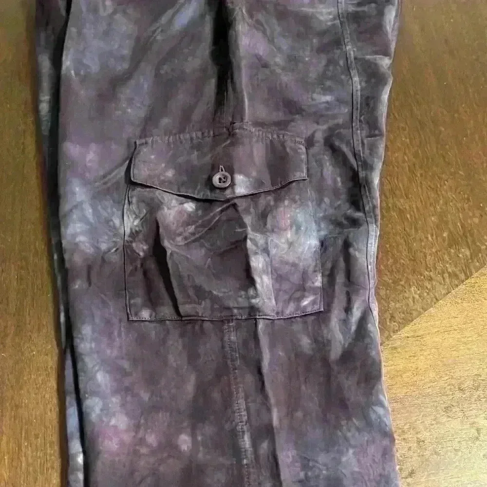 Cloth & Stone Anthropologie Chambray Tie-Dye Cargo Jogger Pants, Purple - Picture 7 of 10